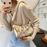 Shoulder Bags Women Floral Pattern Underarm Pleated Hasp Ladies
