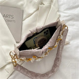 Shoulder Bags Women Floral Pattern Underarm Pleated Hasp Ladies