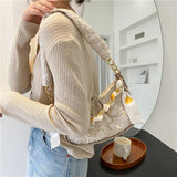 Shoulder Bags Women Floral Pattern Underarm Pleated Hasp Ladies