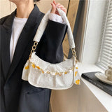 Shoulder Bags Women Floral Pattern Underarm Pleated Hasp Ladies