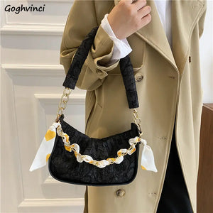 Shoulder Bags Women Floral Pattern Underarm Pleated Hasp Ladies