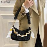 Shoulder Bags Women Floral Pattern Underarm Pleated Hasp Ladies