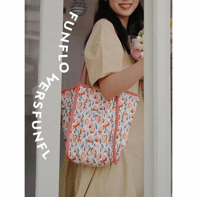 Floral Printed Large Capacity Shoulder Bag for Women