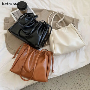 Shoulder Bags Women Folds Large-capacity Casual Totes Solid Handbags