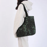 Green Leopard Shoulder Bag Women Large Capacity Canvas Handbag