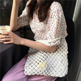 Women Hollow Out Woven Handbags Big Capacity Retro Style