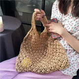 Women Hollow Out Woven Handbags Big Capacity Retro Style