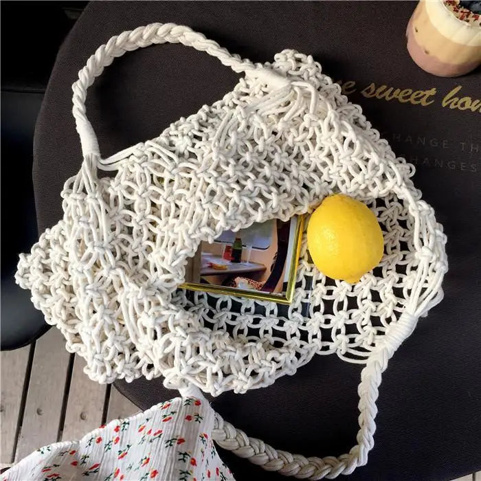 Women Hollow Out Woven Handbags Big Capacity Retro Style