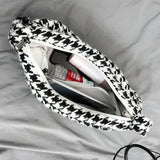 Houndstooth Crossbody Bag Wide-straps Zipper Vintage