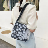Shoulder Bags Women Lace Floral Capacity Female All-match PU Leather