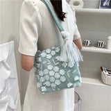 Shoulder Bags Women Lace Floral Capacity Female All-match PU Leather