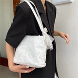 Shoulder Bags Women Lace Floral Capacity Female All-match PU Leather