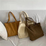 Shoulder Bags Women Large Capacity Canvas Casual Tote Solid Students All-match C