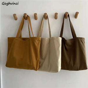 Shoulder Bags Women Large Capacity Canvas Casual Tote Solid Students All-match C