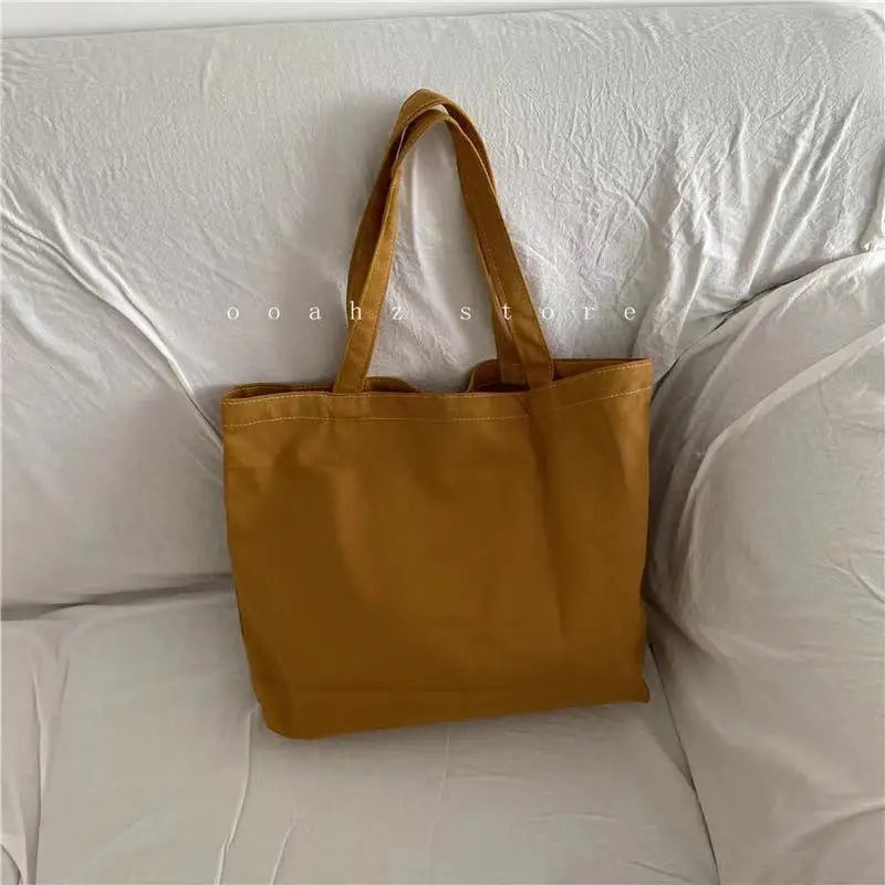 Shoulder Bags Women Large Capacity Canvas Casual Tote Solid Students All-match C