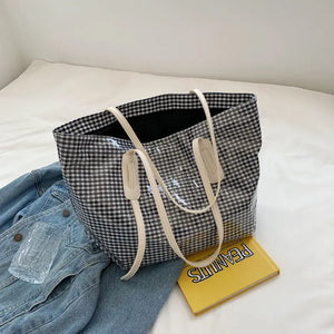 Plaid Summer Transparent Beach Holiday Handbags Harajuku Portable