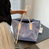 Plaid Summer Transparent Beach Holiday Handbags Harajuku Portable