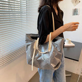 Plaid Summer Transparent Beach Holiday Handbags Harajuku Portable