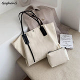 Canvas Shoulder Bag Large Capacity Casual Tote Handbag