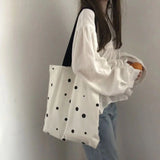 Large Capacity Dot Printed Canvas Shoulder Bag