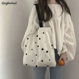 Large Capacity Dot Printed Canvas Shoulder Bag