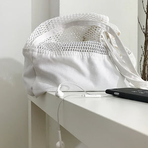 Women Large Capacity Shoulder Bag Hollow Out Casual Tote Handbag