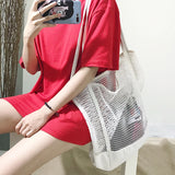 Women Large Capacity Shoulder Bag Hollow Out Casual Tote Handbag