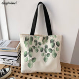 Women Shoulder Bag Leaves Print Harajuku Big Totes