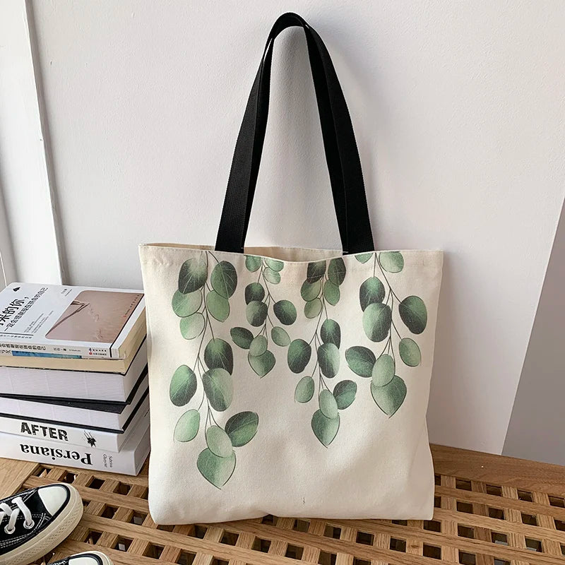 Women Shoulder Bag Leaves Print Harajuku Big Totes