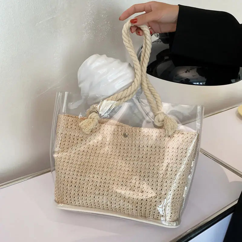 Shoulder Bags Women Large Capacity PVC Transparent Big Totes Son-mother Handbags