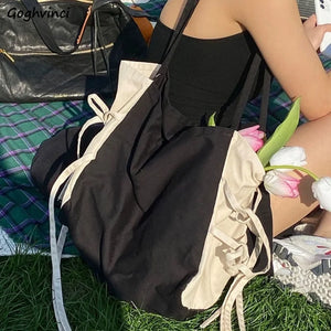 Shoulder Bags Women Large Capacity Patchwork Bow All-match Big Tote