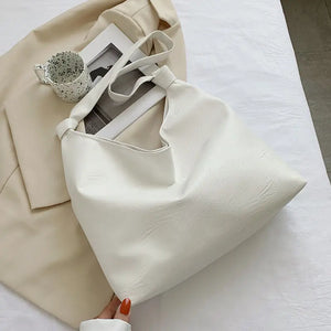 Large Capacity Single Strap Tote Soft PU Leather Shoulder Bag