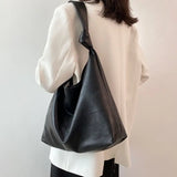 Large Capacity Single Strap Tote Soft PU Leather Shoulder Bag