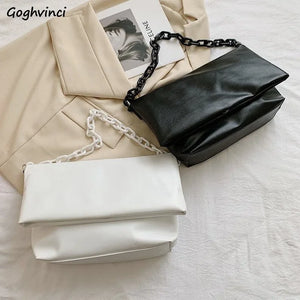 Women Large Capacity PU Leather Shoulder Bag Chain Tote All-match Ulzzang Candy