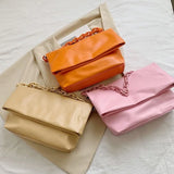 Women Large Capacity PU Leather Shoulder Bag Chain Tote All-match Ulzzang Candy