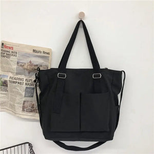 Women Large Capacity Shoulder Bag Solid Nylon Waterproof Casual Tote