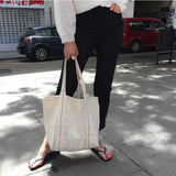 Large Capacity Canvas Shoulder Bag Zipper Handbag