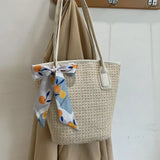 Large Capacity Shoulder Bags Women Straw Patchwork Zipper Totes Beach