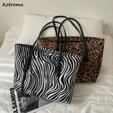 Leopard Shoulder Bag Women High Street Underarm PU Tote Handbag