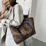 Leopard Shoulder Bag Women High Street Underarm PU Tote Handbag