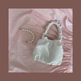 Shoulder Bags Women Bucket Bag Soft PU Leather Pearls Cross-body Handbags