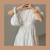 Shoulder Bags Women Bucket Bag Soft PU Leather Pearls Cross-body Handbags