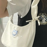 Nylon Cartoon Rabbit Shoulder Bag Girls Lace Zipper Ins Retro