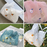 Organza Transparent Fruit Embroidery Shoulder Bag Women