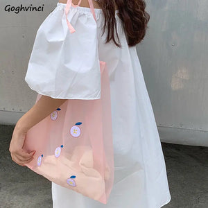 Organza Transparent Fruit Embroidery Shoulder Bag Women