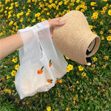Organza Transparent Fruit Embroidery Shoulder Bag Women