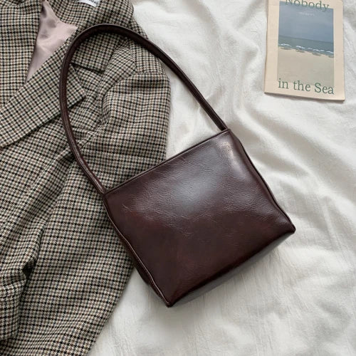 Shoulder Bags Women PU Underarm All-match Spring Bag Vintage Solid Retro