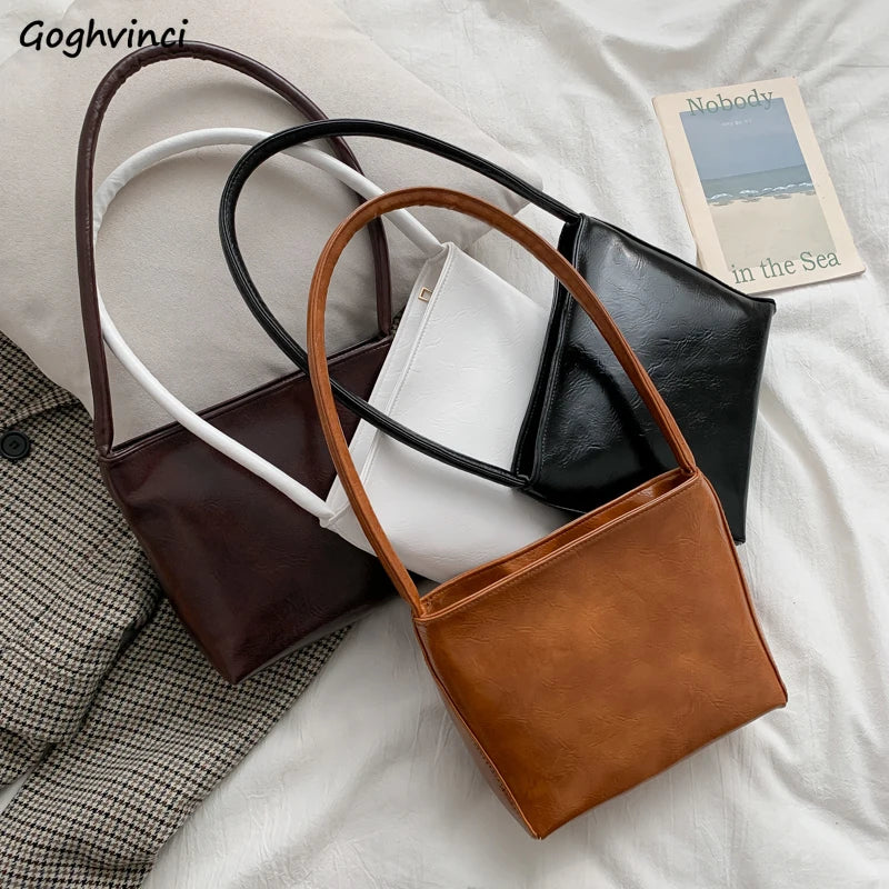 Shoulder Bags Women PU Underarm All-match Spring Bag Vintage Solid Retro