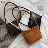 Shoulder Bags Women PU Underarm All-match Spring Bag Vintage Solid Retro