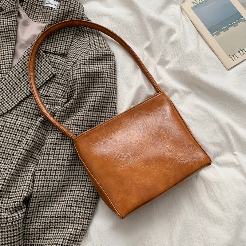 Shoulder Bags Women PU Underarm All-match Spring Bag Vintage Solid Retro